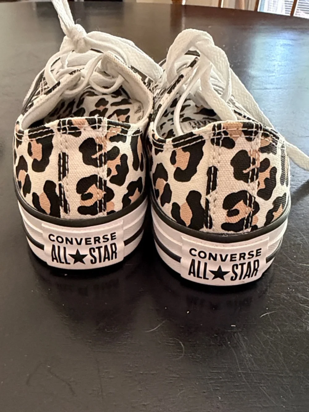 Converse Kids Leopard Print Low Top Sneakers - White, Beige, Black